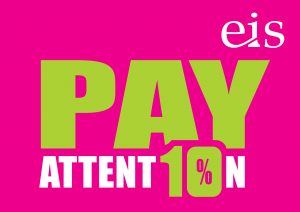 Image of EIS campaign placard, stating Pay Attention